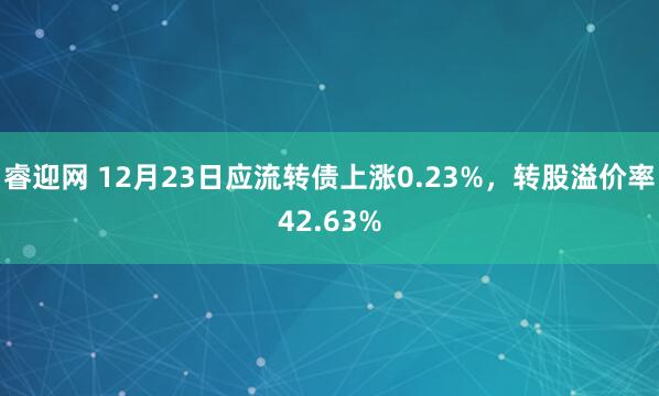 睿迎网 12月23日应流转债上涨0.23%，转股溢价率42.63%